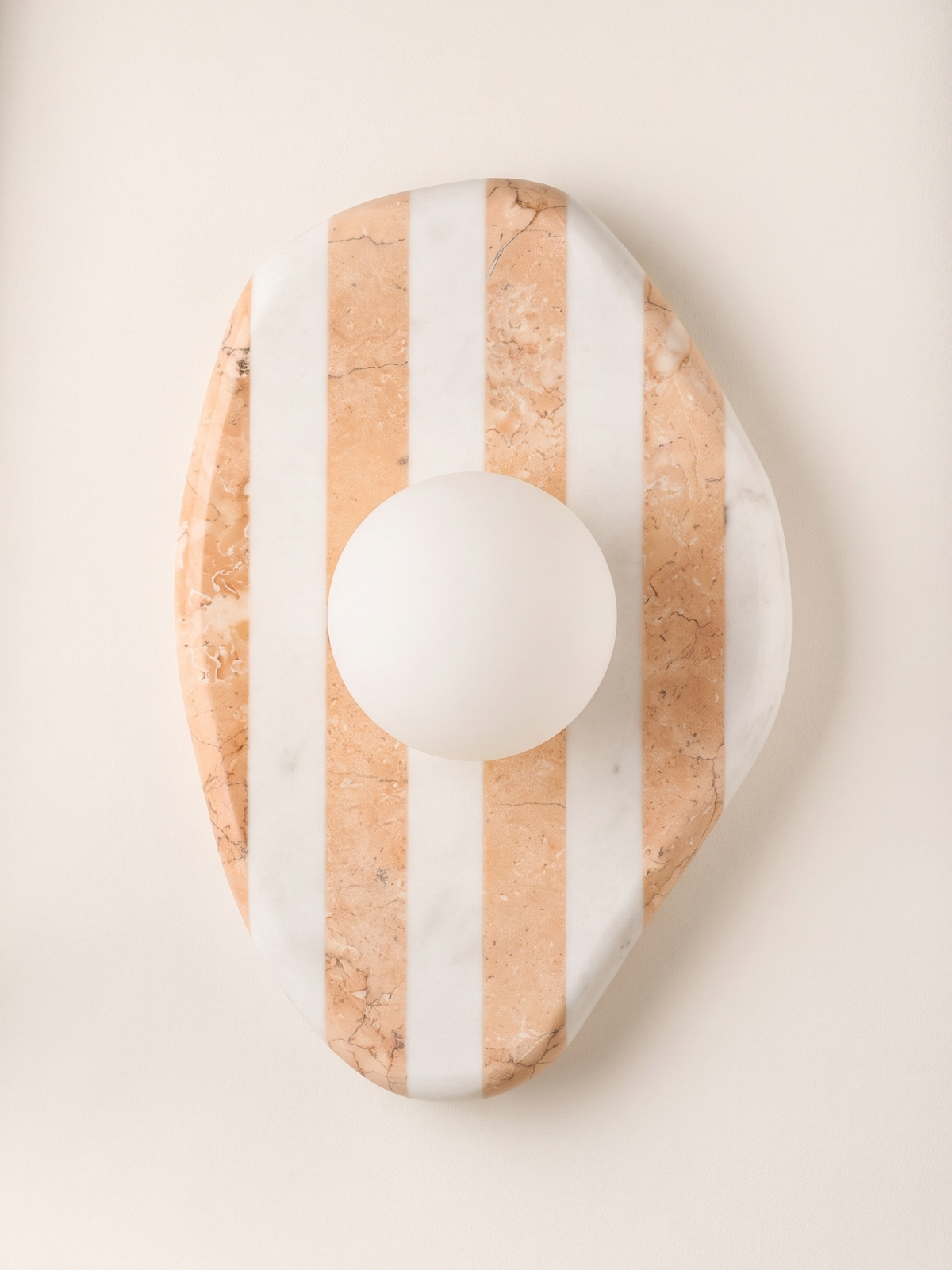 AX200 luxury striped marble wall sconce with opal globe, sculptural stone wall lamp