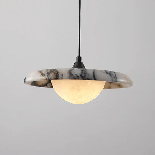 Pendant light with marble design on a gray background